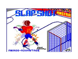 Title screen of SLAP-SHOT! Hockey on the Amstrad CPC.