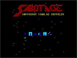 Title screen of Sabotage on the Amstrad CPC.