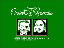 Title screen of Saint And Greavsie on the Amstrad CPC.