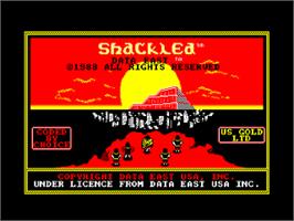 Title screen of Shackled on the Amstrad CPC.