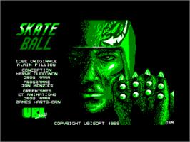 Title screen of Skateball on the Amstrad CPC.