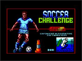 Title screen of Soccer Challenge on the Amstrad CPC.
