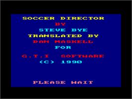Title screen of Soccer Director on the Amstrad CPC.
