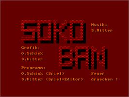 Title screen of Soko-Ban on the Amstrad CPC.
