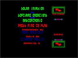 Title screen of Solar Invasion on the Amstrad CPC.