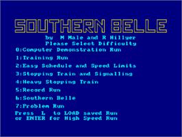 Title screen of Southern Belle on the Amstrad CPC.