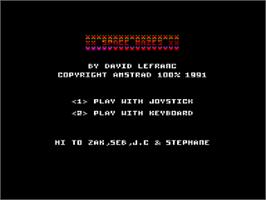 Title screen of Space Mazes on the Amstrad CPC.