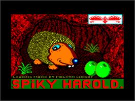 Title screen of Spiky Harold on the Amstrad CPC.