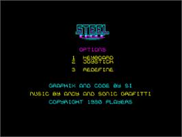 Title screen of Steel Eagle on the Amstrad CPC.