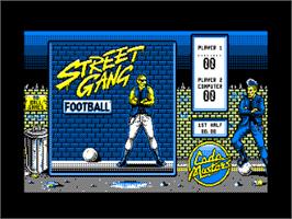 Title screen of Street Gang Football on the Amstrad CPC.