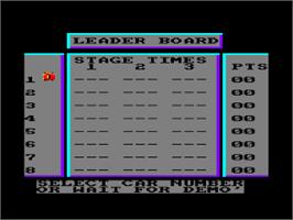 Title screen of Street Machine on the Amstrad CPC.