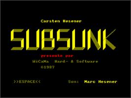 Title screen of Subsunk on the Amstrad CPC.