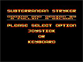 Title screen of Subterranean Stryker on the Amstrad CPC.