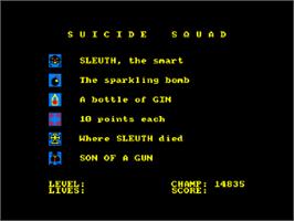 Title screen of Suicide Squad on the Amstrad CPC.