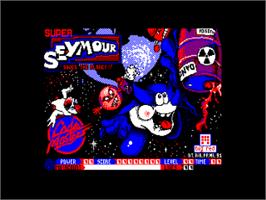 Title screen of Super Seymour Saves the Planet on the Amstrad CPC.