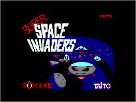 Title screen of Super Space Invaders on the Amstrad CPC.