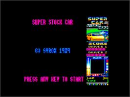 Title screen of Super Stock Car on the Amstrad CPC.