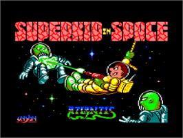 Title screen of Superkid In Space on the Amstrad CPC.