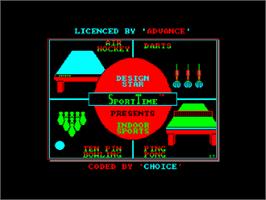 Title screen of Superstar Indoor Sports on the Amstrad CPC.