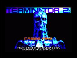 Title screen of Terminator 2 - Judgment Day on the Amstrad CPC.