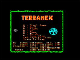 Title screen of Terramex on the Amstrad CPC.