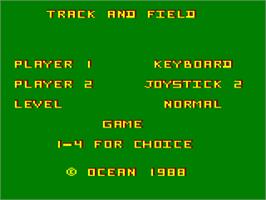 Title screen of Track And Field on the Amstrad CPC.