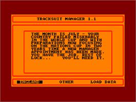 Title screen of Tracksuit Manager on the Amstrad CPC.