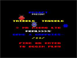 Title screen of Tribble Trouble on the Amstrad CPC.