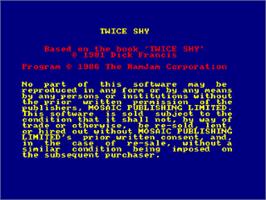 Title screen of Twice Shy on the Amstrad CPC.