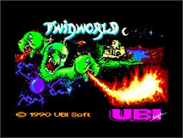 Title screen of TwinWorld: Land of Vision on the Amstrad CPC.