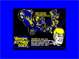 Title screen of VENOM Strikes Back on the Amstrad CPC.