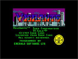 Title screen of Vigilante on the Amstrad CPC.