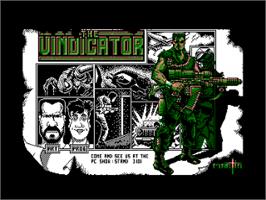 Title screen of Vindicator, The on the Amstrad CPC.