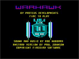 Title screen of Warhawk on the Amstrad CPC.