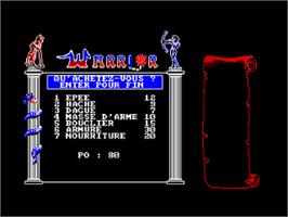 Title screen of Warrior on the Amstrad CPC.