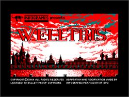 Title screen of Welltris on the Amstrad CPC.