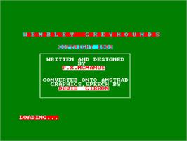 Title screen of Wembley Greyhounds on the Amstrad CPC.