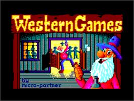 Title screen of Western Games on the Amstrad CPC.
