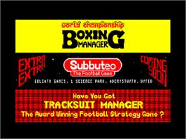 Title screen of World Championship Boxing Manager on the Amstrad CPC.