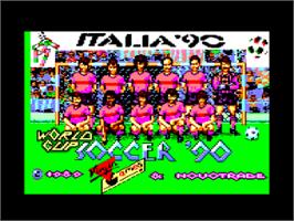 Title screen of World Cup Soccer - Italia '90 on the Amstrad CPC.