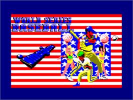Title screen of World Series Baseball on the Amstrad CPC.