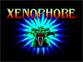 Title screen of Xenophobe on the Amstrad CPC.