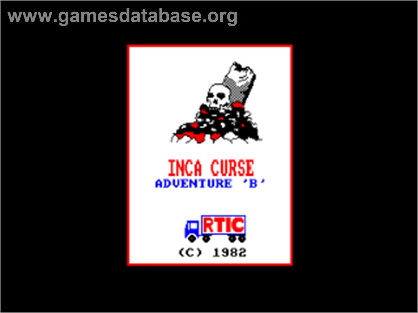 Adventure B: Inca Curse - Amstrad CPC - Artwork - Title Screen