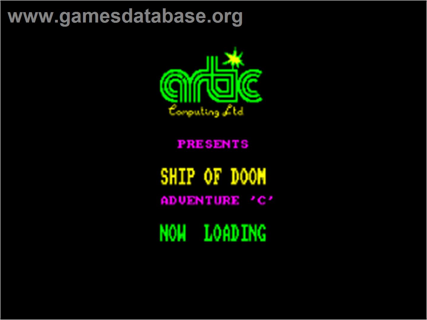 Adventure C: Ship Of Doom - Amstrad CPC - Artwork - Title Screen
