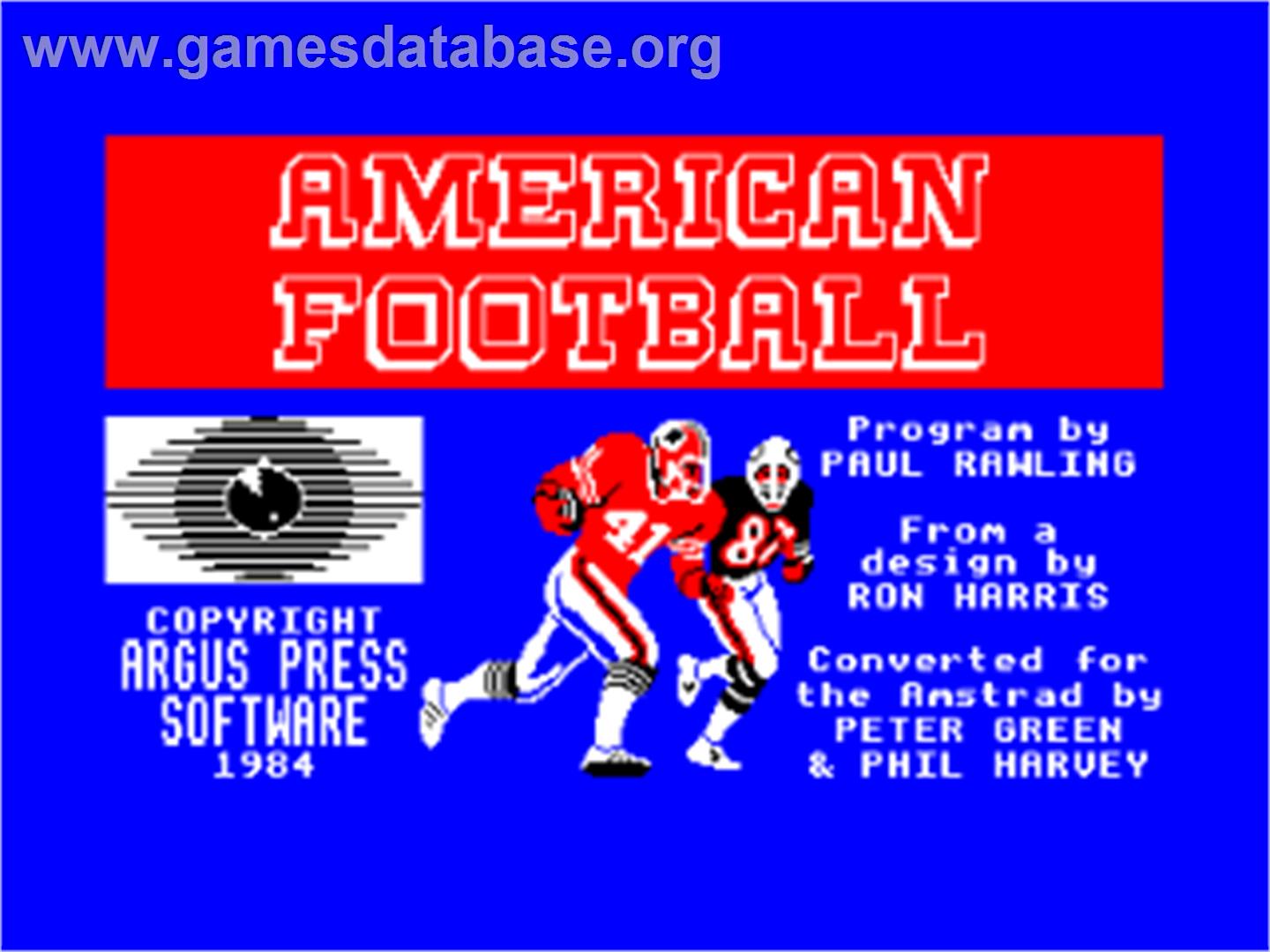 American Football - Amstrad CPC - Artwork - Title Screen