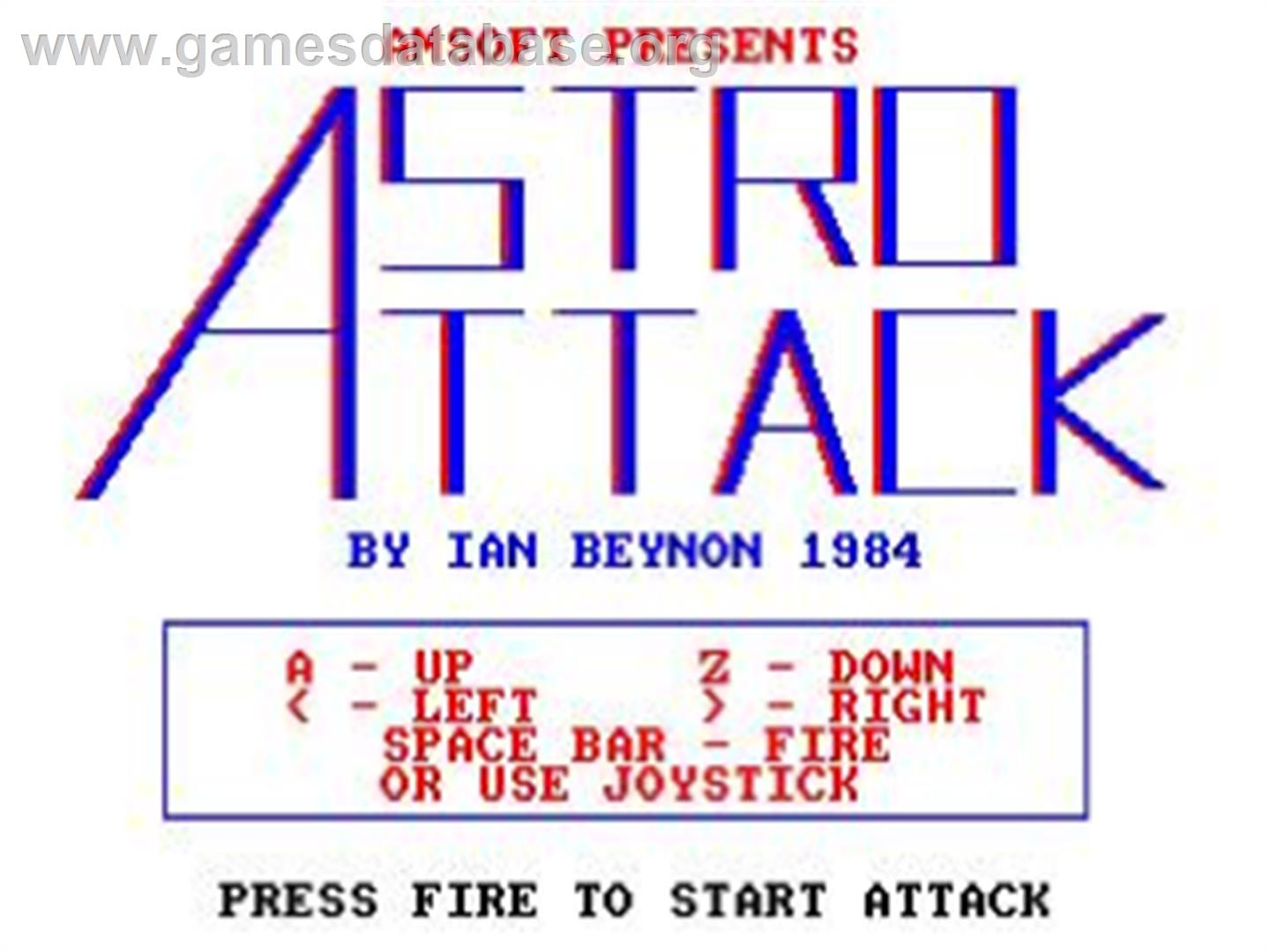 Astro Attack - Amstrad CPC - Artwork - Title Screen