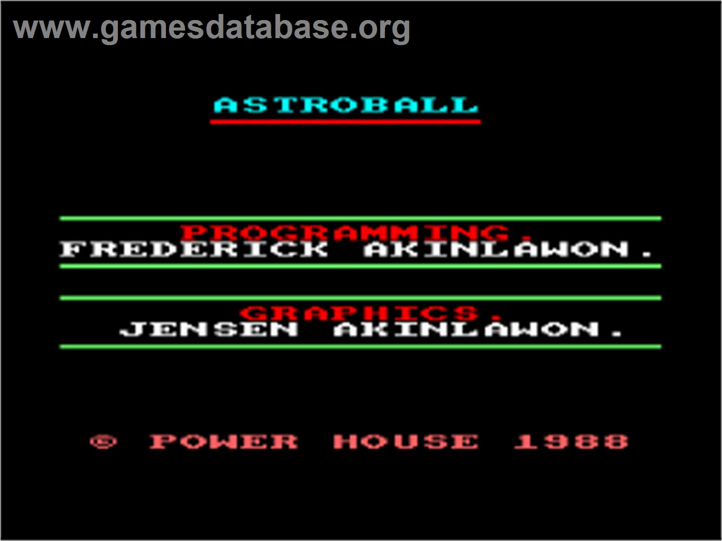 Astroball - Amstrad CPC - Artwork - Title Screen