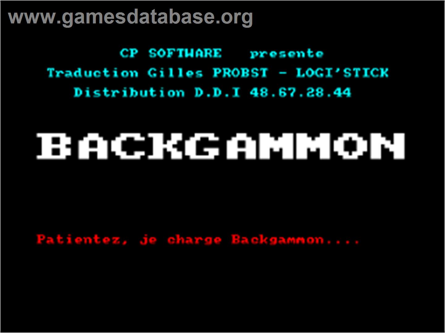 Backgammon - Amstrad CPC - Artwork - Title Screen