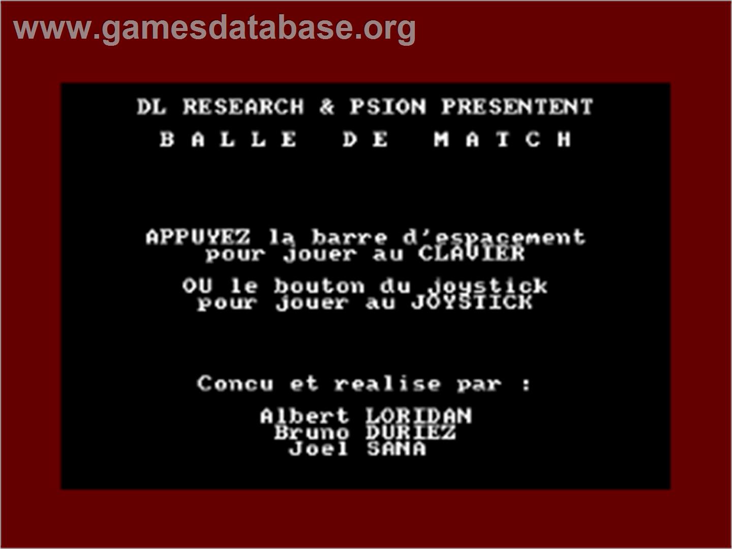 Balle De Match - Amstrad CPC - Artwork - Title Screen