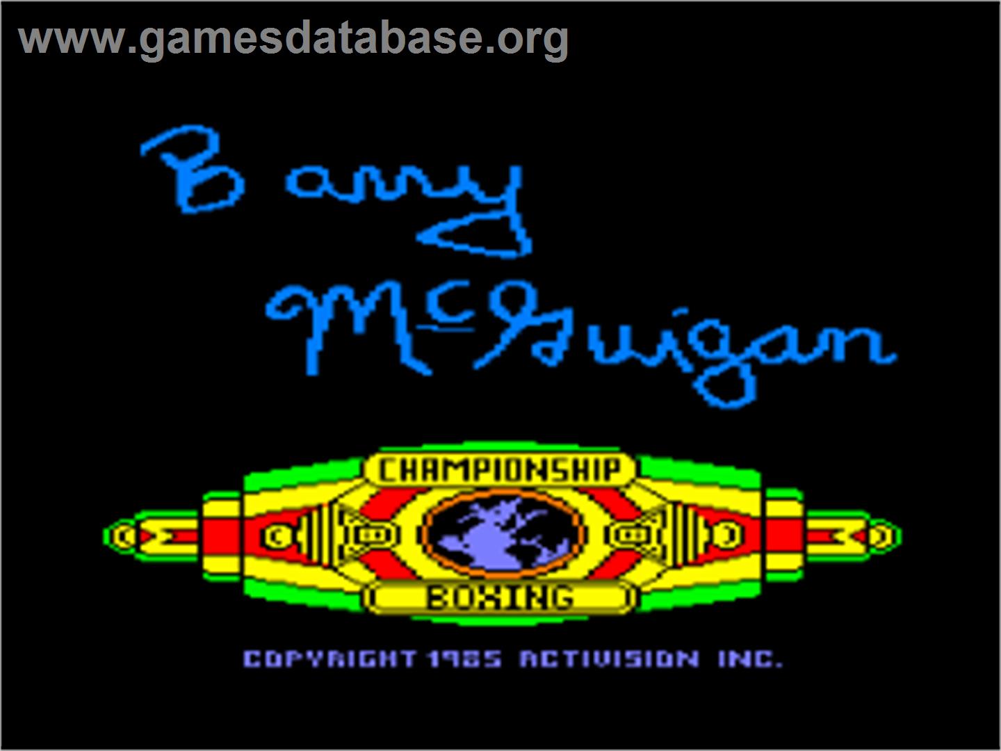 Barry McGuigan World Championship Boxing - Amstrad CPC - Artwork - Title Screen